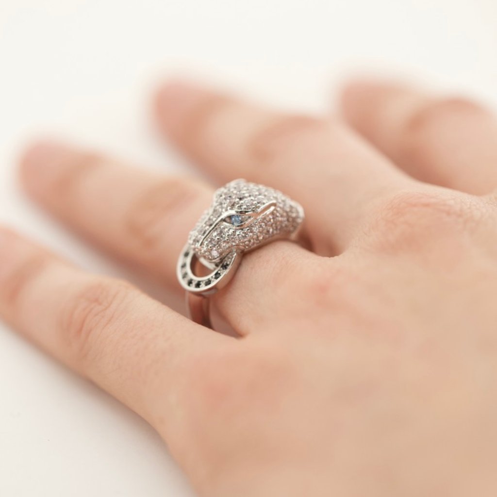 925 Sterling Silver White And Blue Topaz Pave Ring 45$